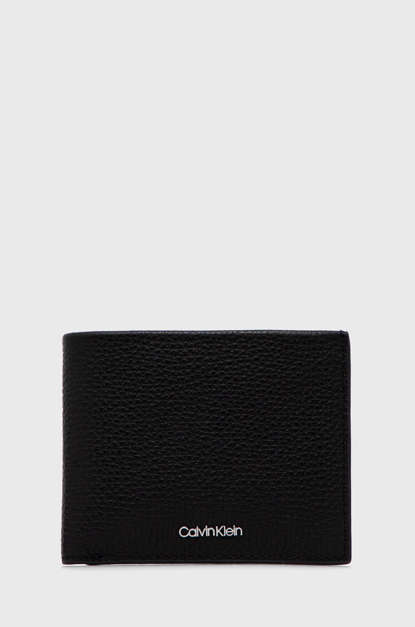 

Кожен портфейл Calvin Klein мъжки в черно, Черен
