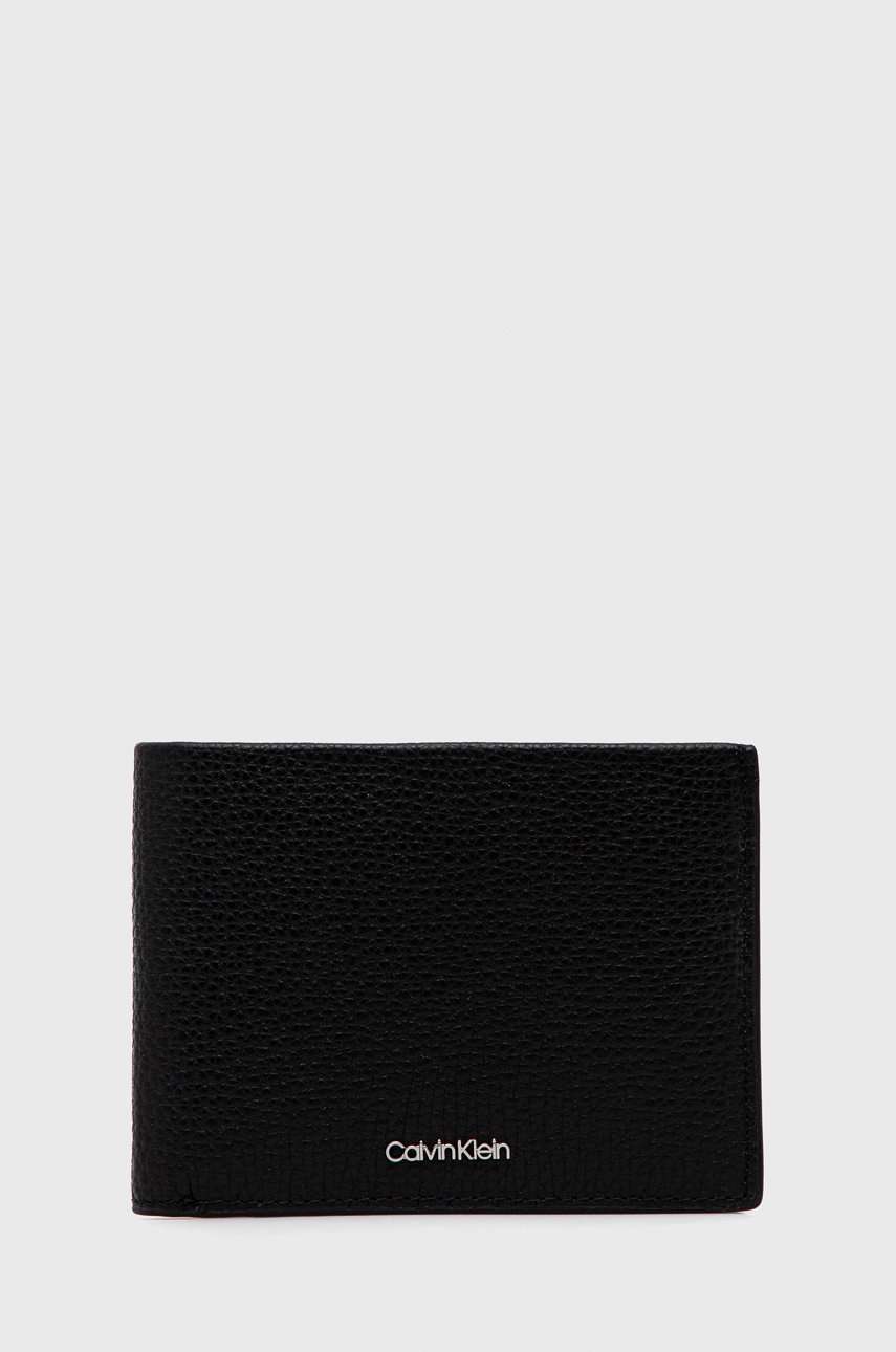 

Кожен портфейл Calvin Klein мъжки в черно, Черен