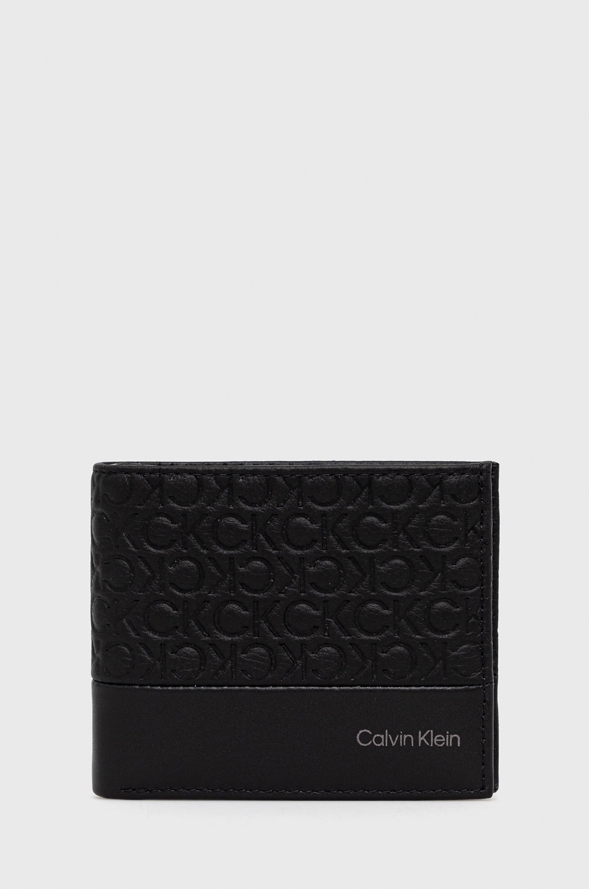 

Кожен портфейл Calvin Klein мъжки в черно, Черен