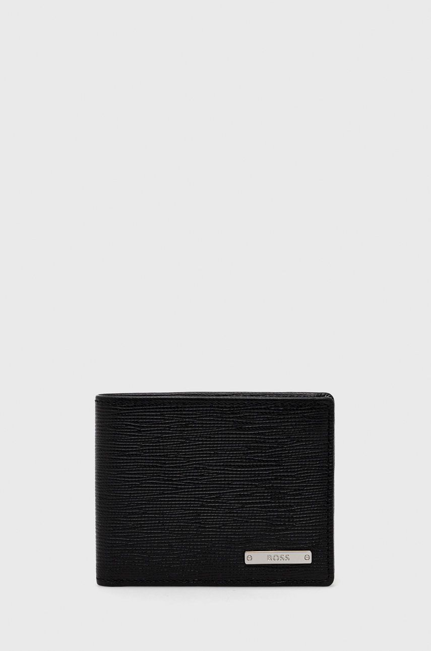 Levně Kožená peněženka BOSS černá barva, 50470472