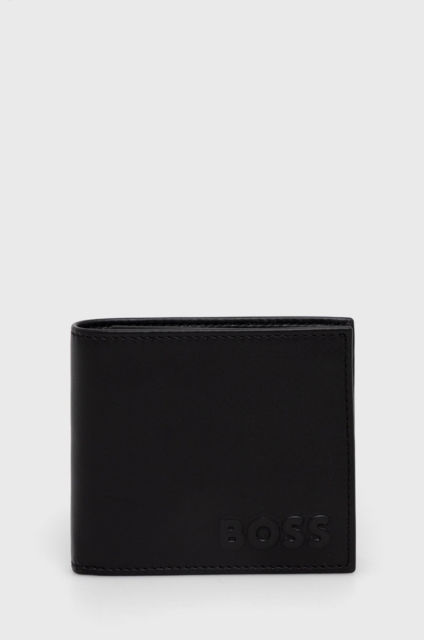 

Кожен портфейл BOSS мъжки в черно, Черен