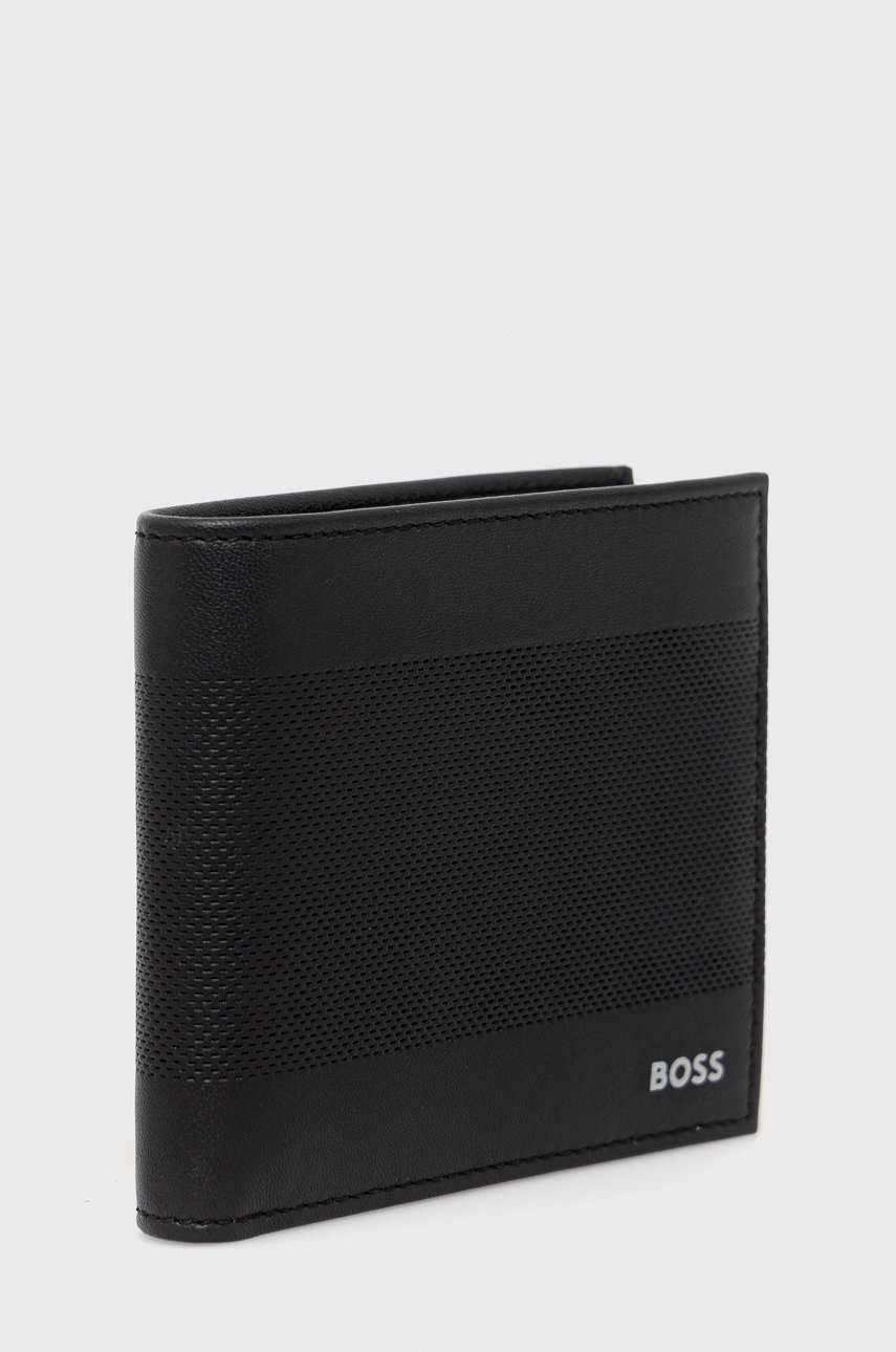 

Кожаные кошелёк и чехол для карт BOSS мужской цвет чёрный
