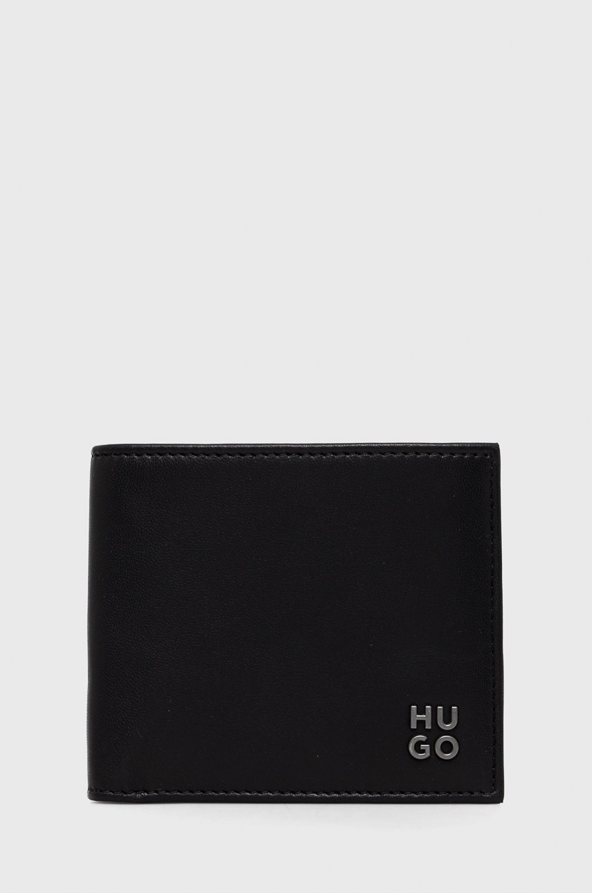 

Кожен портфейл HUGO мъжки в черно, Черен