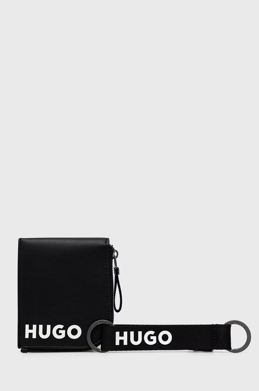 Peňaženka   kľúčenka HUGO pánsky, čierna farba