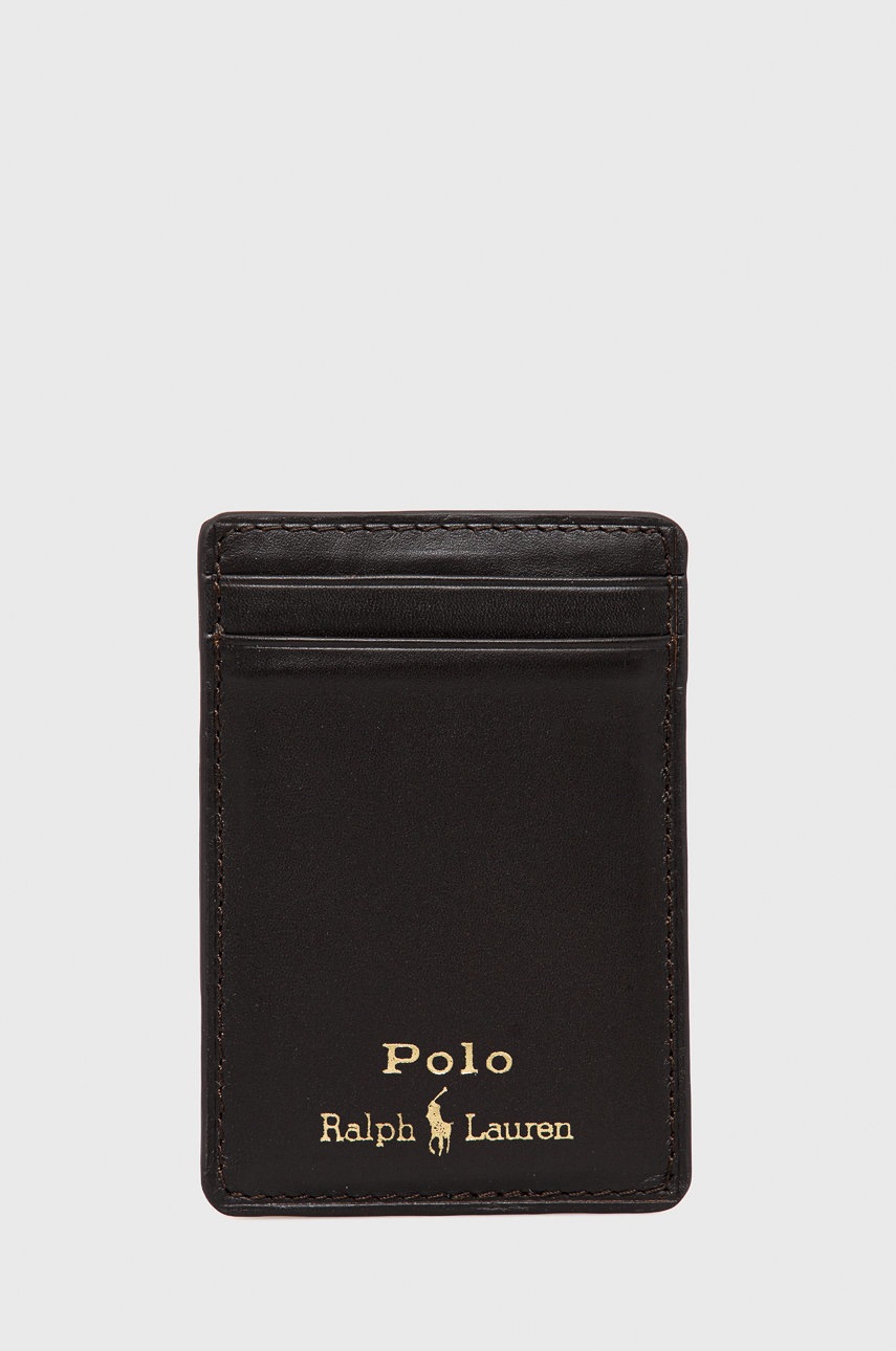 

Кожен калъф за карти Polo Ralph Lauren мъжки в кафяво, Кафяв