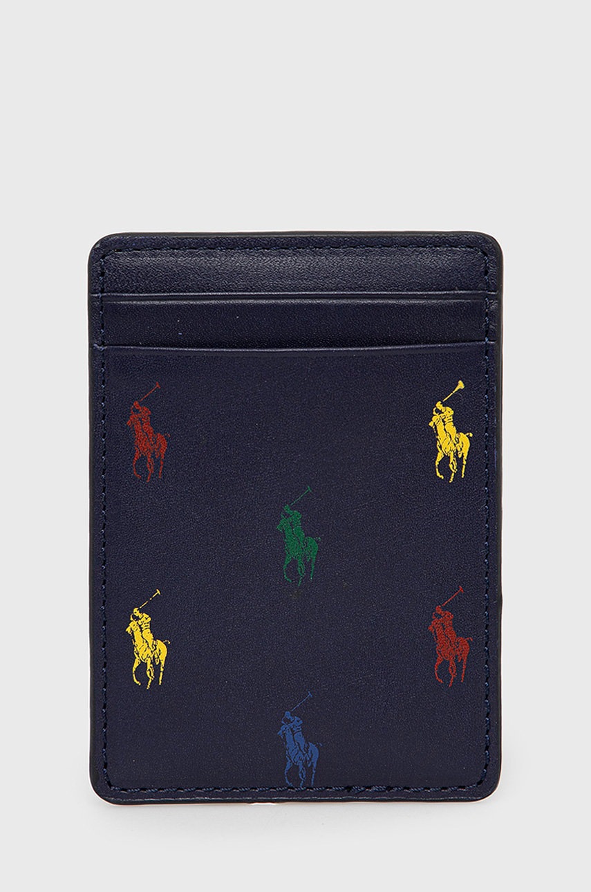 

Кожен калъф за карти Polo Ralph Lauren мъжки в тъмносиньо, Тъмносин