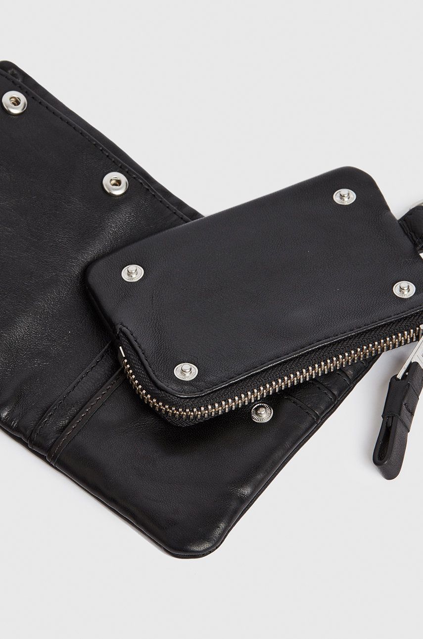Kožená peněženka AllSaints černá barva - černá -  100% Přírodní kůže