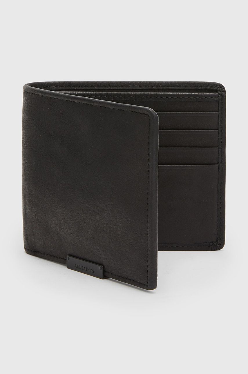 AllSaints portofel de piele barbati, culoarea negru image