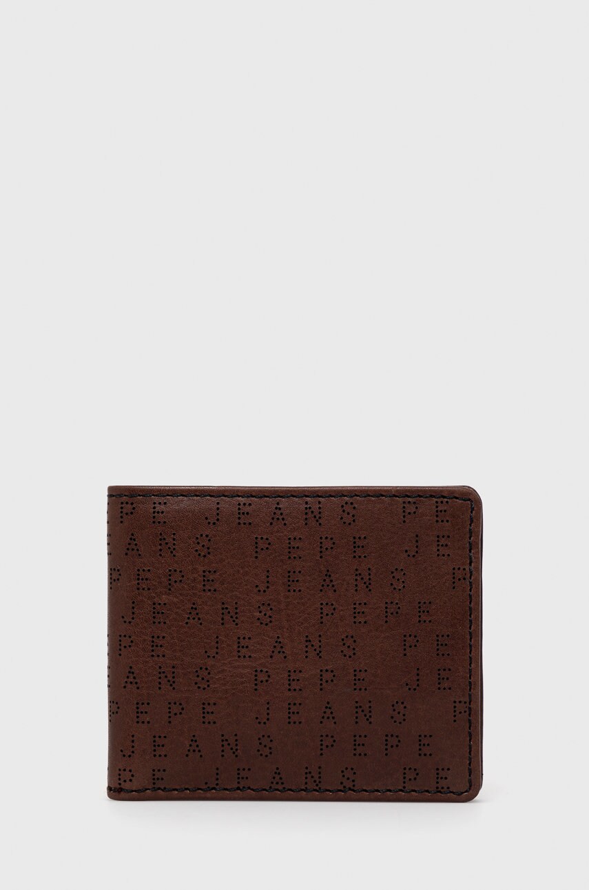 Pepe jeans portofel de piele barbati, culoarea maro