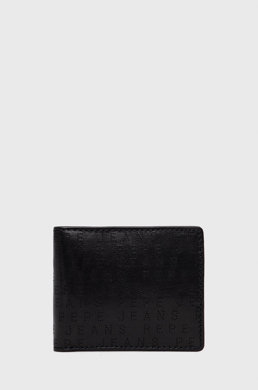 Pepe jeans portofel de piele barbati, culoarea negru