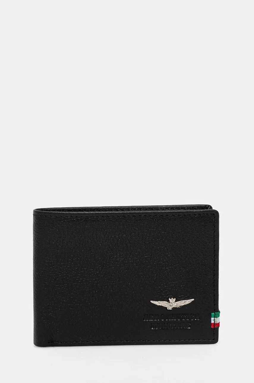 

Кожен портфейл Aeronautica Militare мъжки в черно AM100, Черен