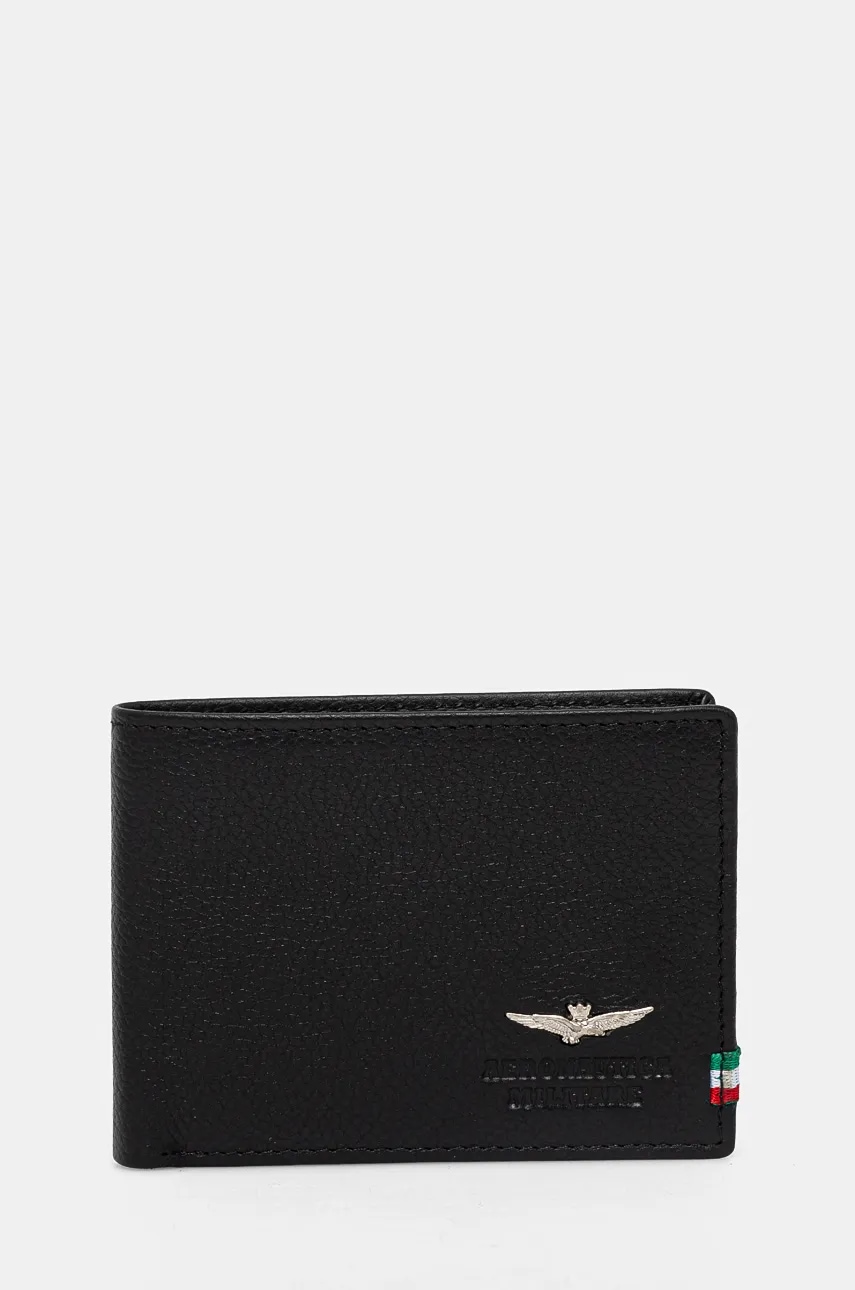 Aeronautica Militare portofel de piele barbati, culoarea negru