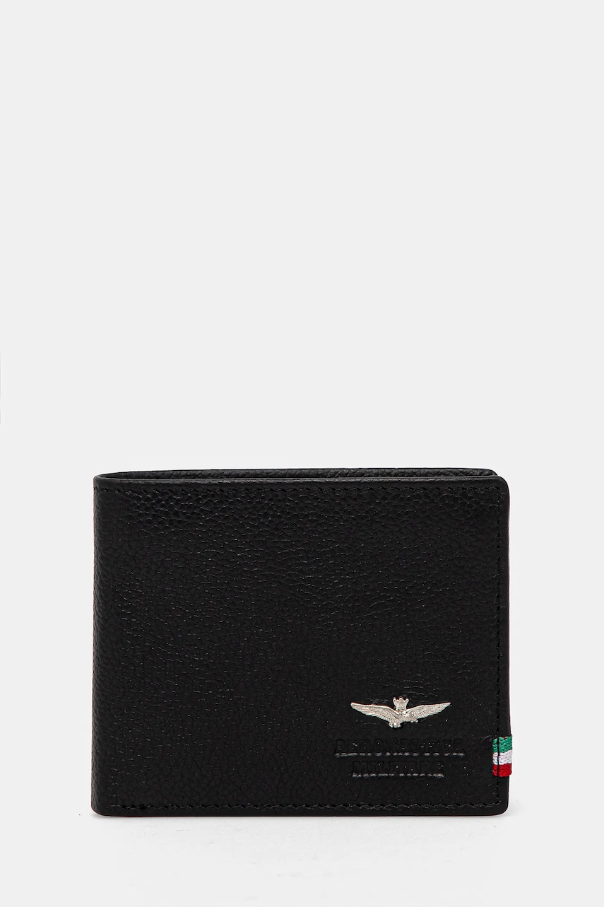 Aeronautica Militare portofel de piele barbati, culoarea negru