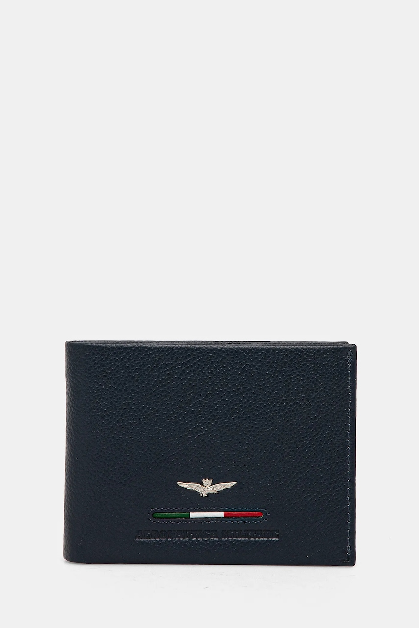 Aeronautica Militare portofel de piele barbati, culoarea albastru marin
