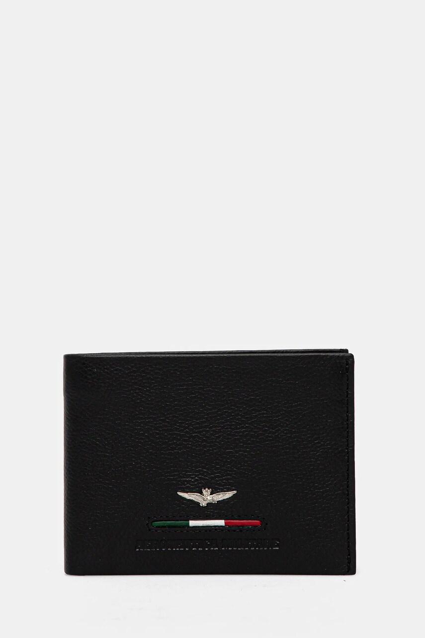 Aeronautica Militare portofel de piele barbati, culoarea negru