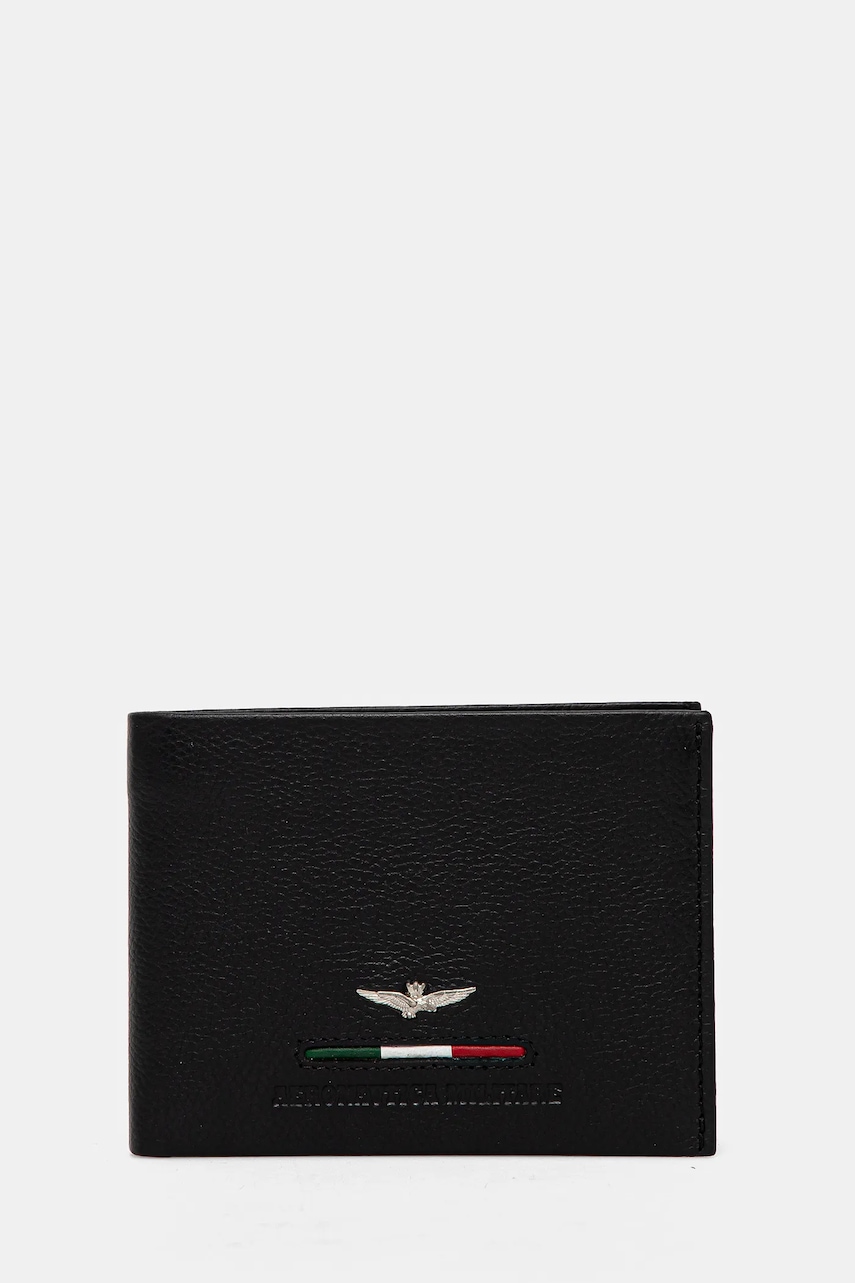 Aeronautica Militare portofel de piele barbati, culoarea negru