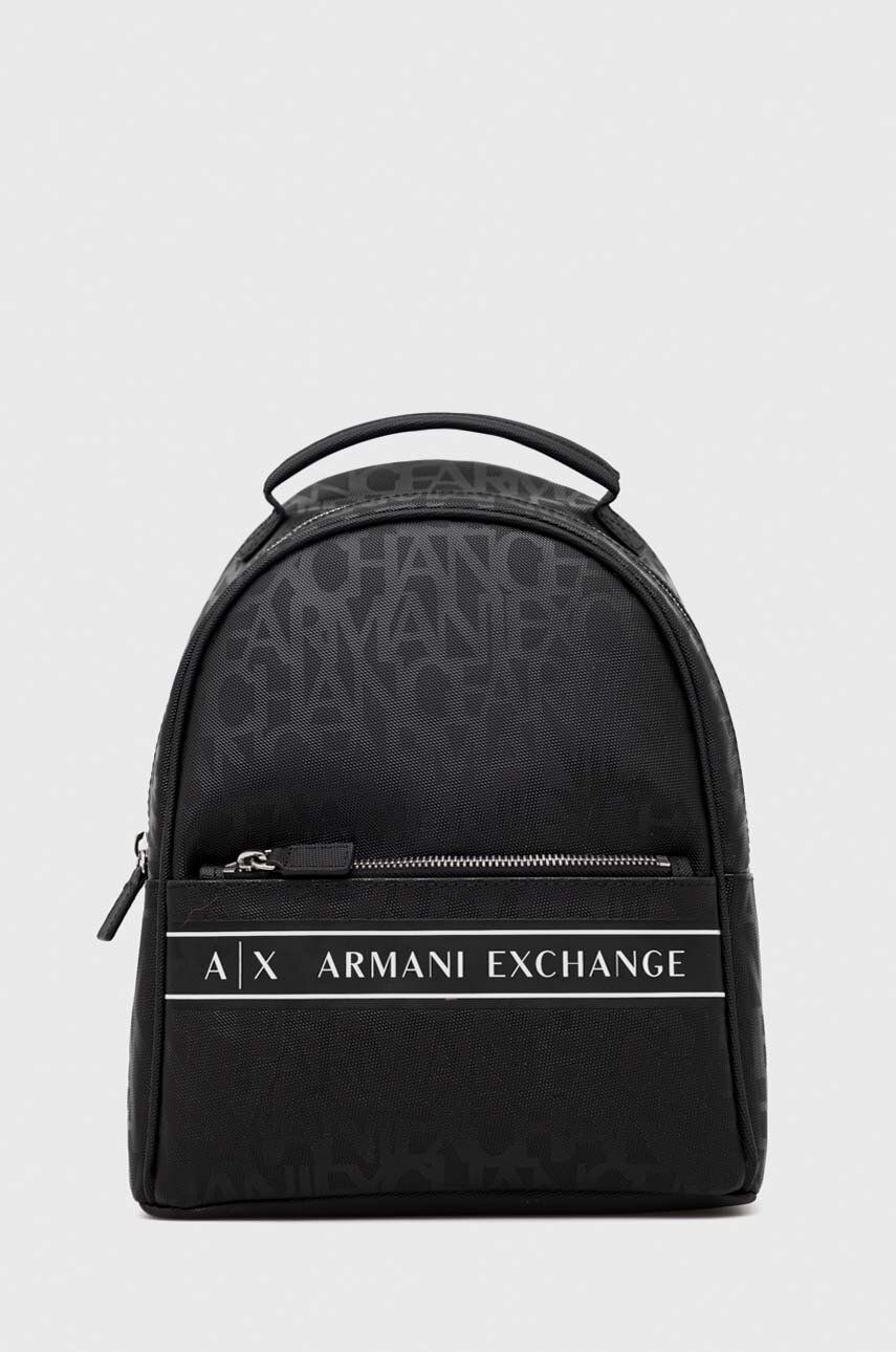 

Раница Armani Exchange в черно малък размер с принт, Черен