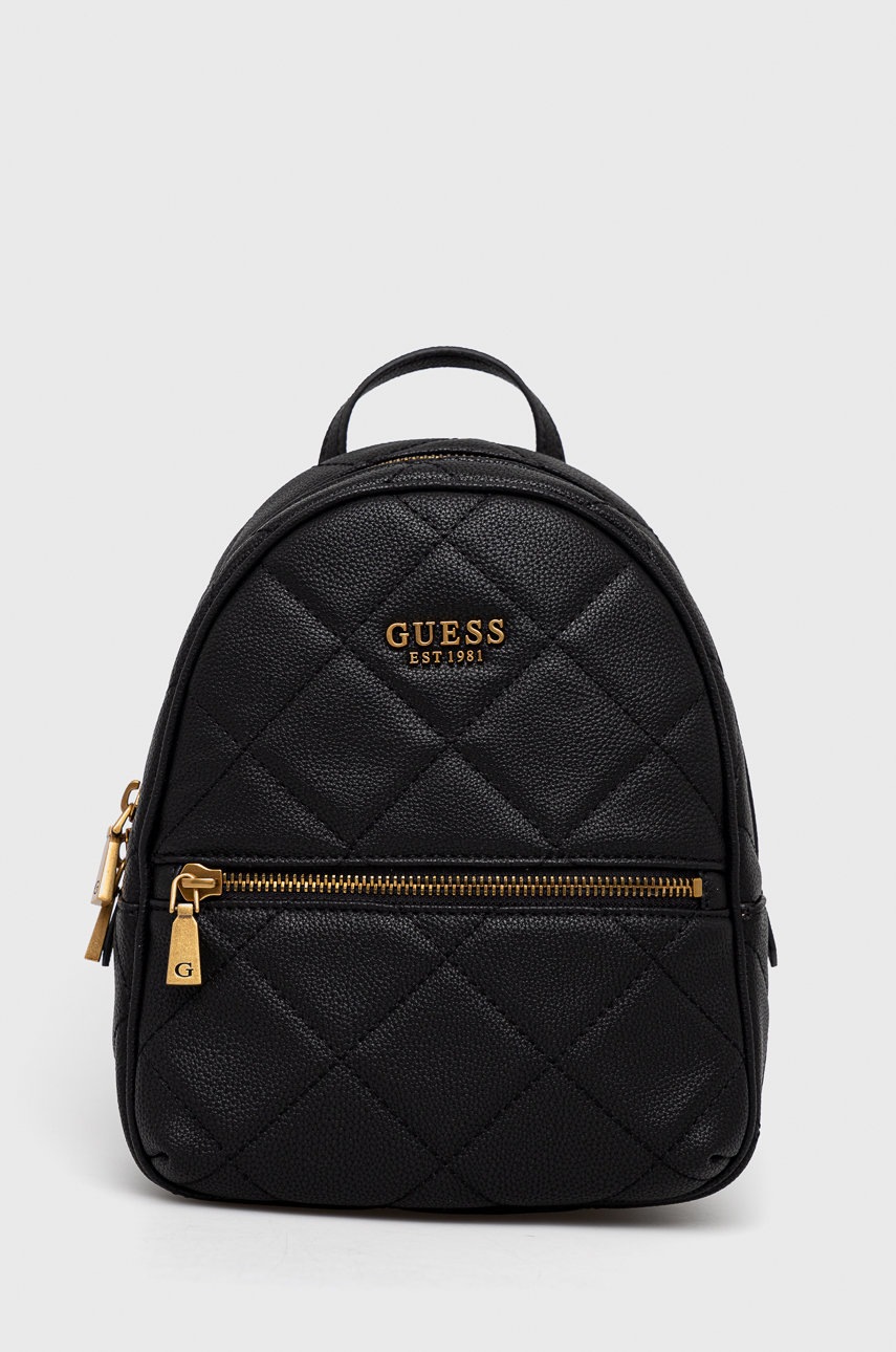 

Раница Guess в черно малък размер с изчистен дизайн, Черен