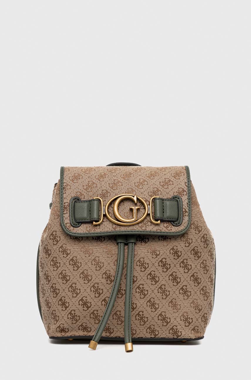 

Раница Guess в кафяво малък размер с десен, Кафяв