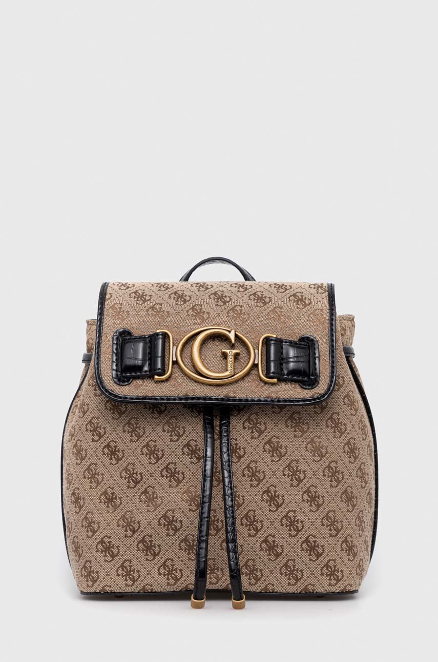 

Раница Guess в кафяво малък размер с десен, Кафяв