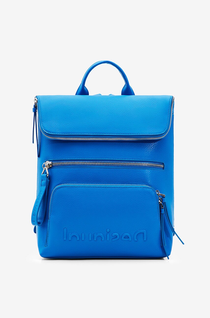 Desigual rucsac femei, culoarea albastru marin, mare, neted