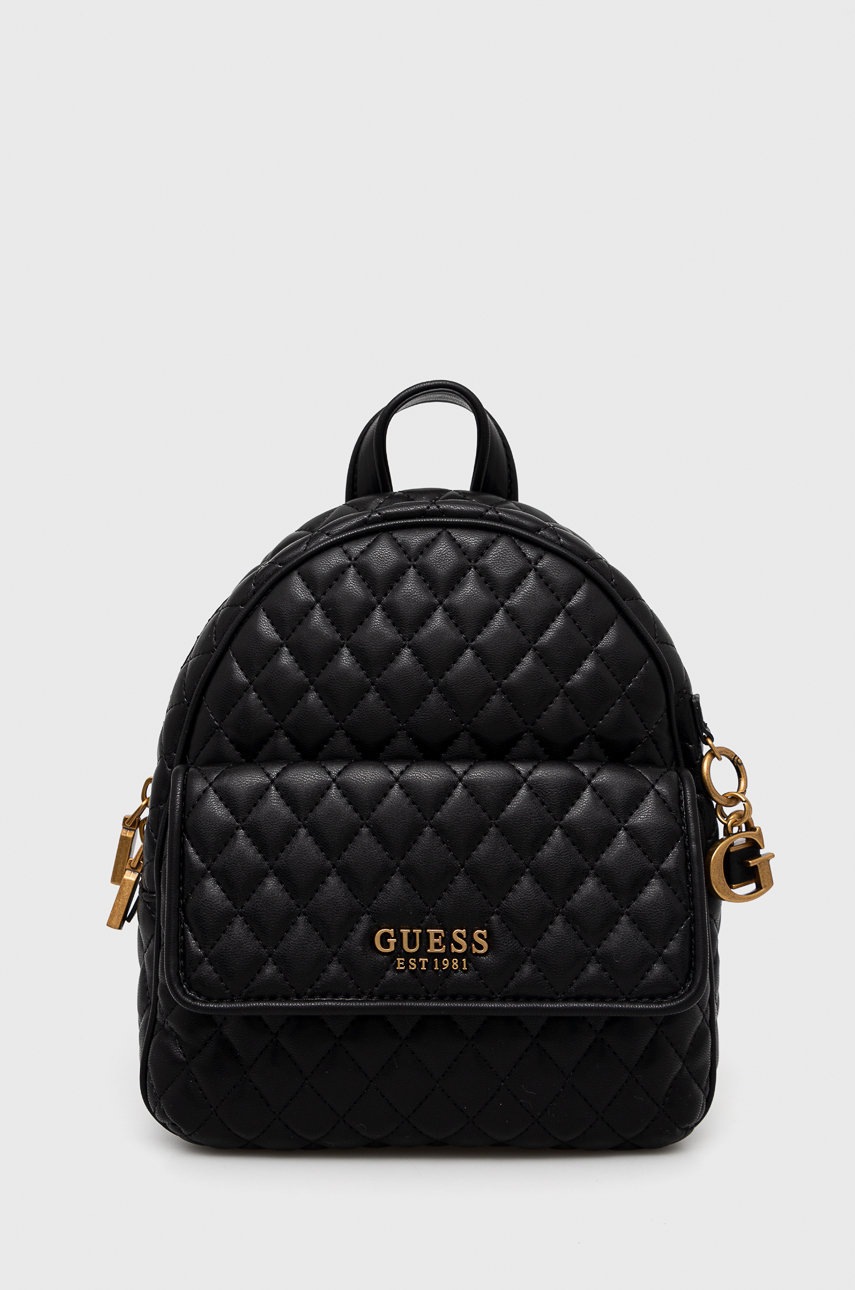 

Раница Guess в черно малък размер с изчистен дизайн, Черен