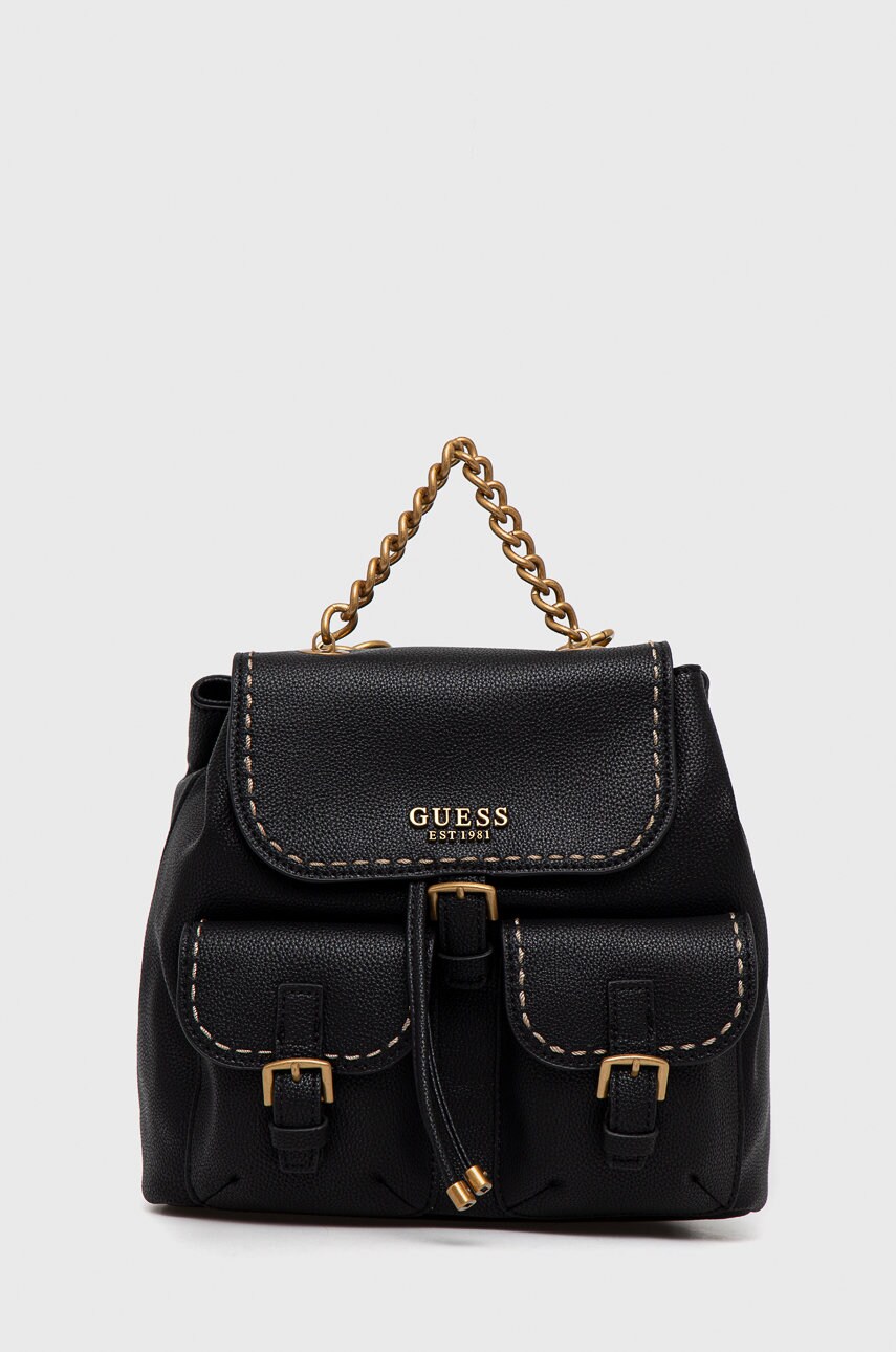 

Раница Guess в черно малък размер с изчистен дизайн, Черен