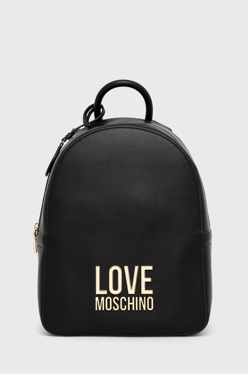 

Раница Love Moschino в черно малък размер с апликация, Черен