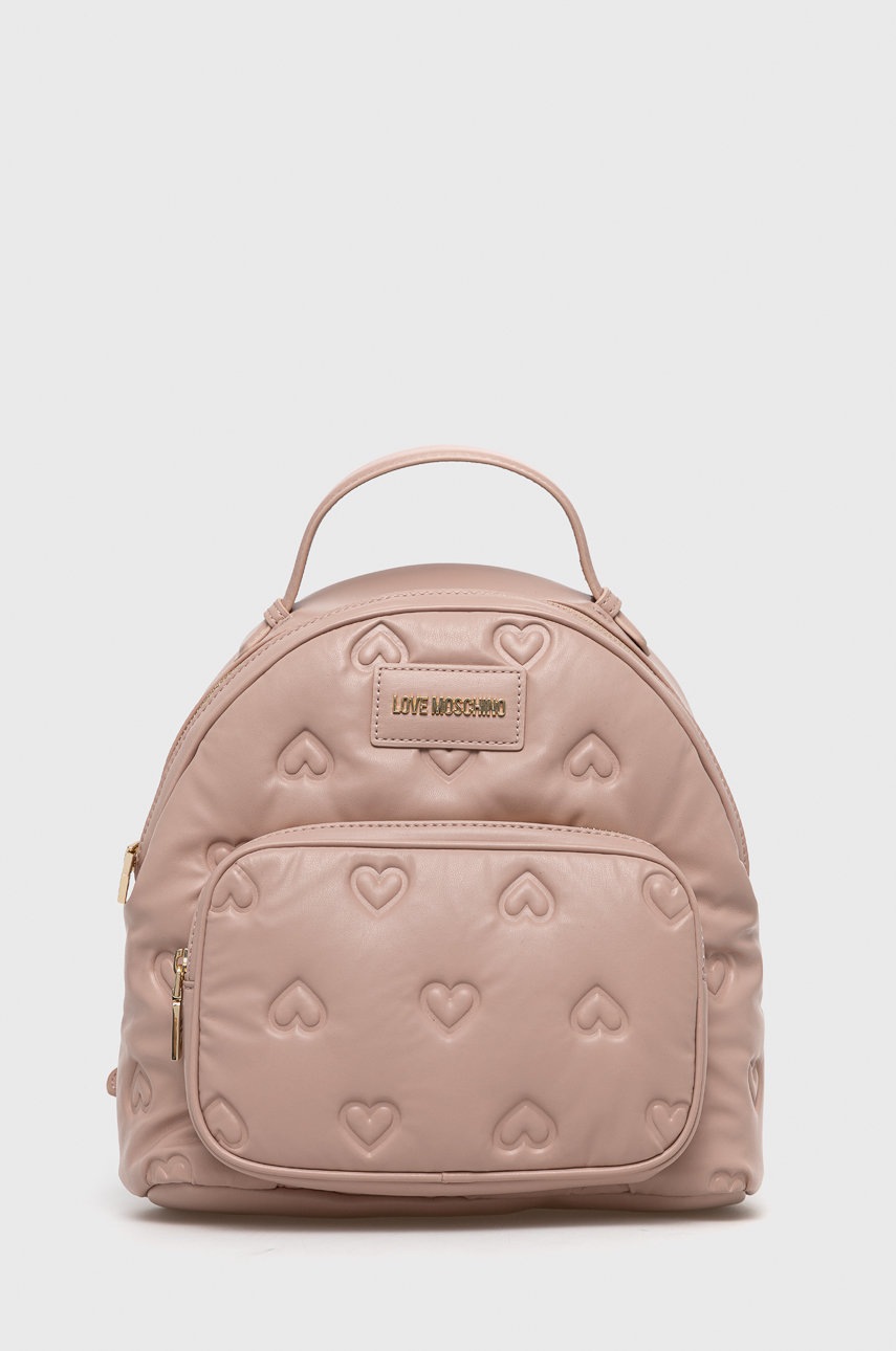 

Раница Love Moschino в бежово малък размер с изчистен дизайн, Бежов