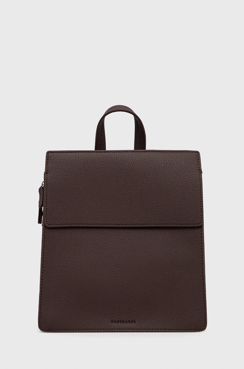 Trussardi rucsac femei, culoarea maro, mic, neted