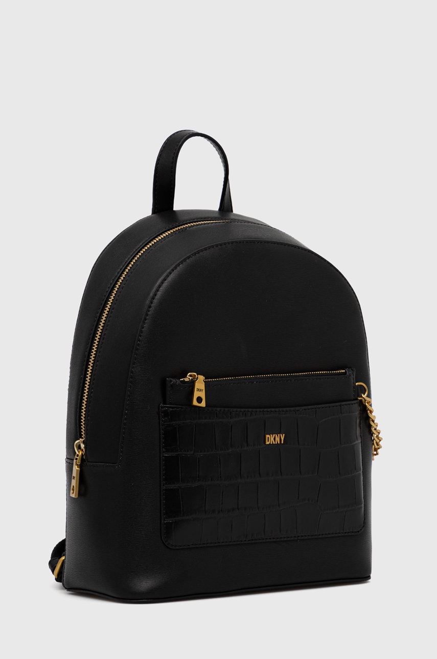 

Шкіряний рюкзак Dkny жіночий колір чорний малий однотонний