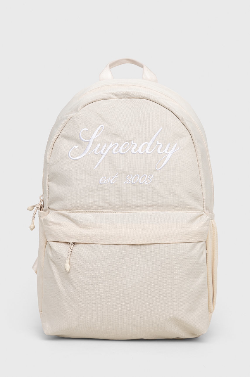 Superdry rucsac femei, culoarea bej, mare, neted