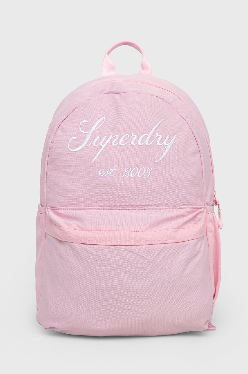

Раница Superdry в розово голям размер с изчистен дизайн, Розов