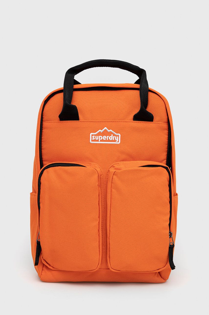 Superdry rucsac femei, culoarea portocaliu, mare, neted