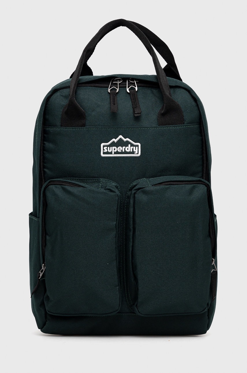 

Раница Superdry в зелено голям размер с изчистен дизайн, Зелен