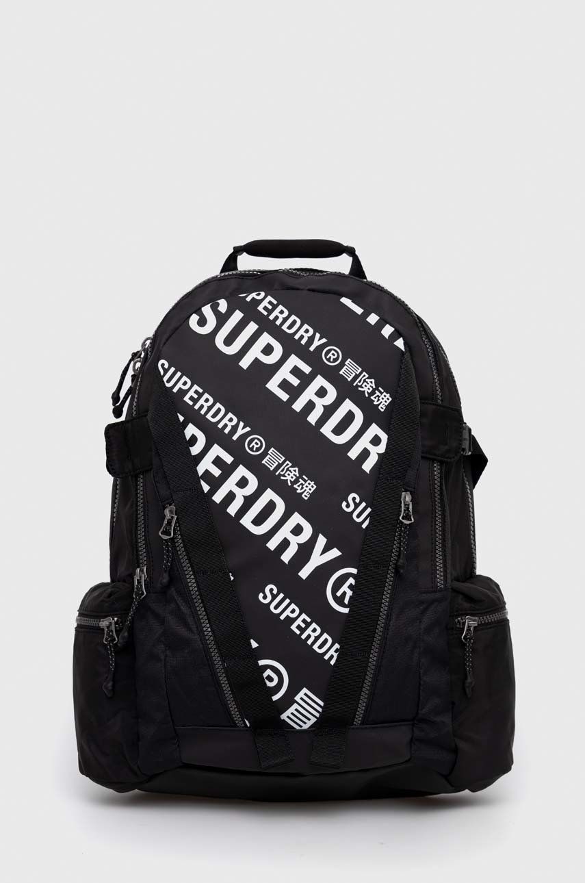 

Раница Superdry в черно голям размер с десен, Черен