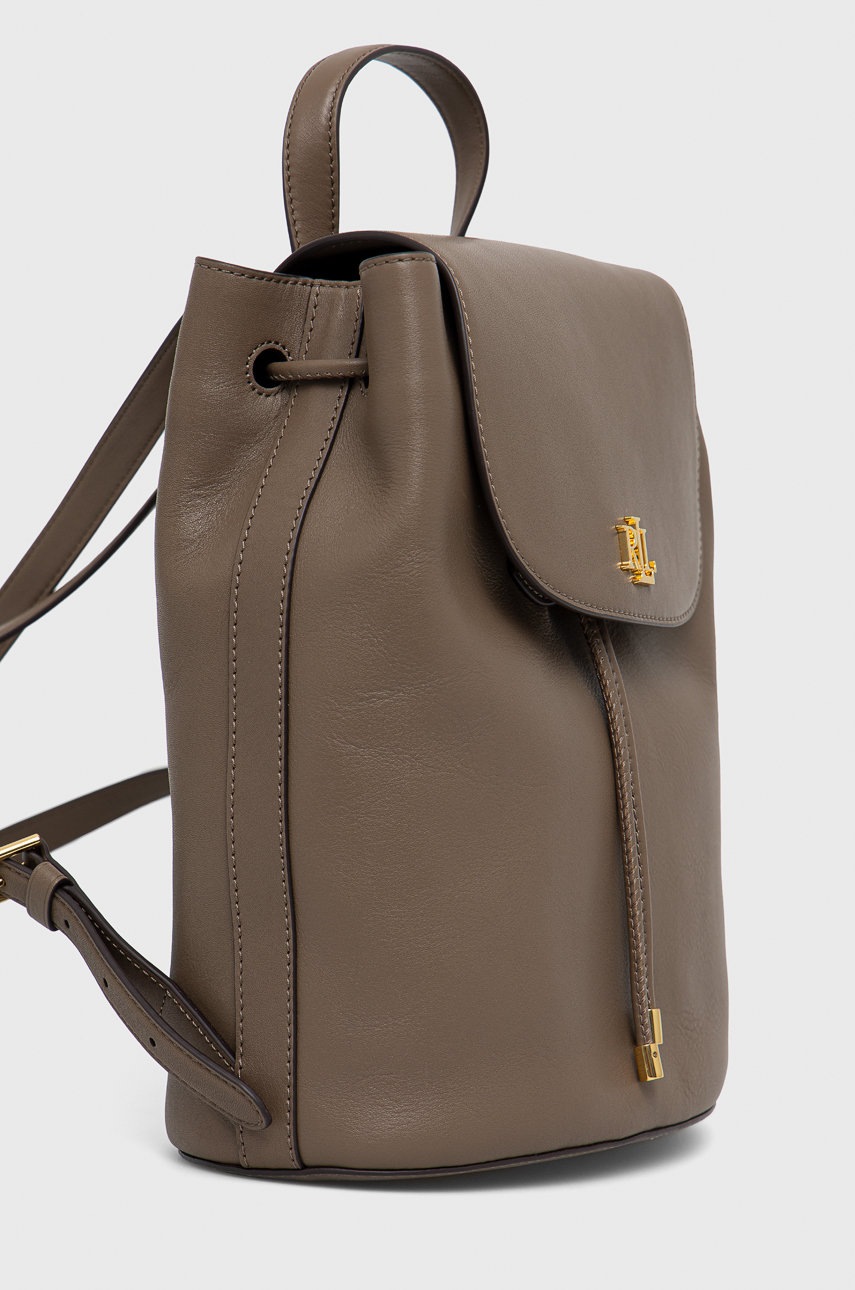 

Шкіряний рюкзак Lauren Ralph Lauren жіночий колір коричневий малий однотонний