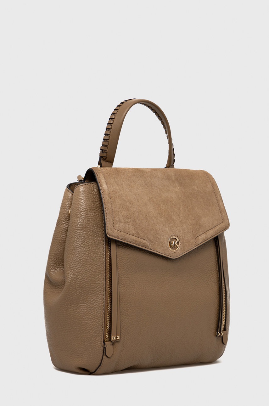 

Кожаный рюкзак MICHAEL Michael Kors женский цвет коричневый большой однотонный