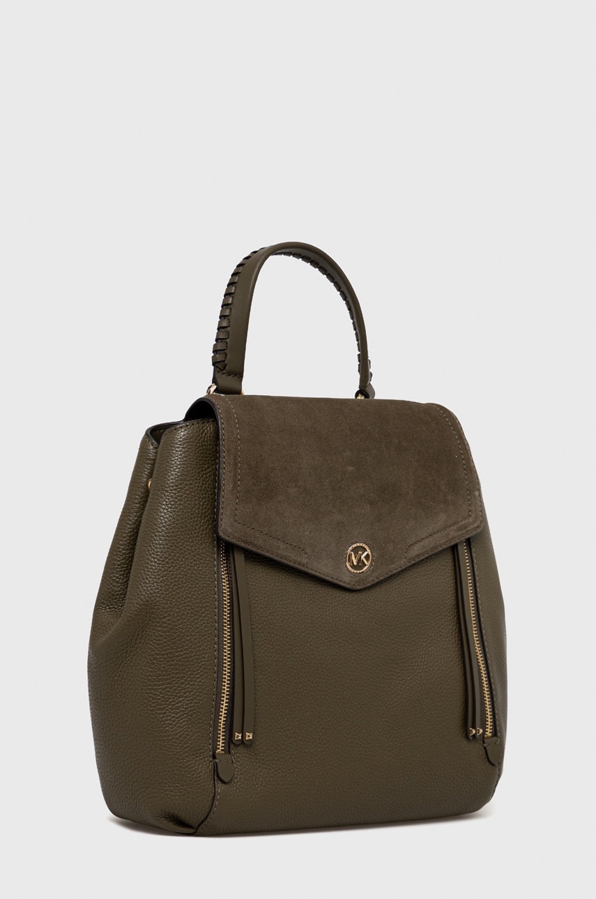 

Кожаный рюкзак MICHAEL Michael Kors женский цвет зелёный большой однотонный