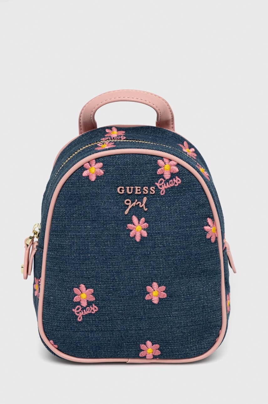 

Детска раница Guess в тъмносиньо малък размер с десен, Тъмносин