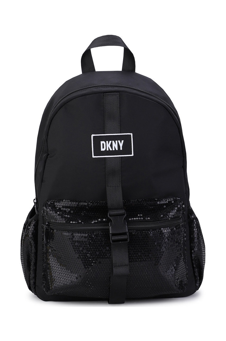 

Детска раница Dkny в черно малък размер с апликация, Черен