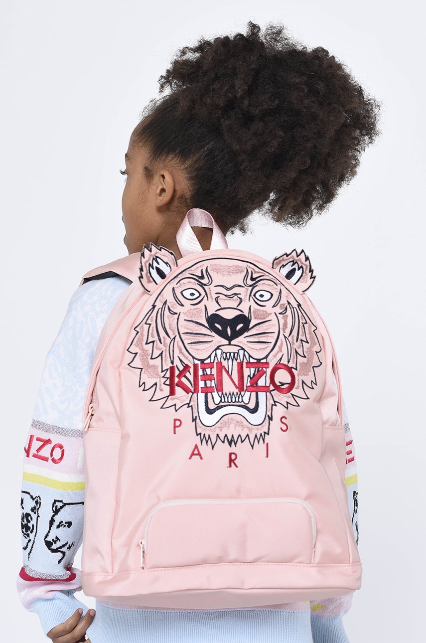 

Детска раница Kenzo Kids в розово голям размер с апликация, Розов