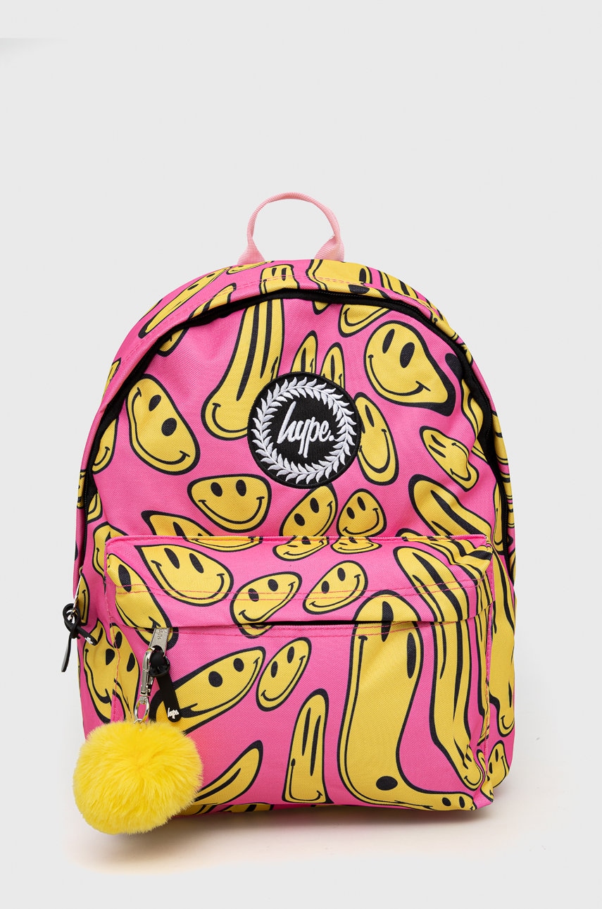 Hype ghiozdan copii pink & yellow happy face twlg-747 culoarea roz, mare, modelator