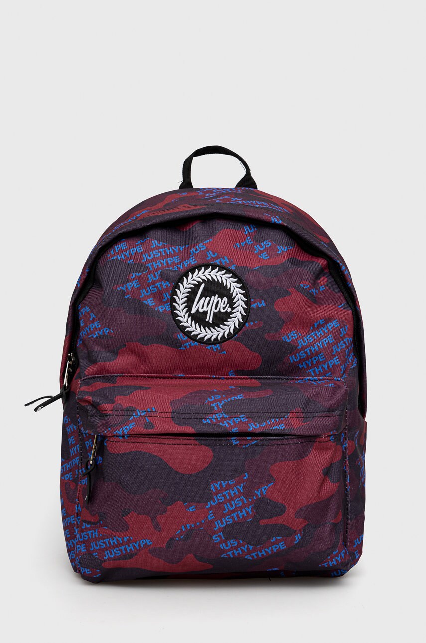 Hype ghiozdan copii burgundy & blue logo camo twlg-758 culoarea bordo, mare, modelator