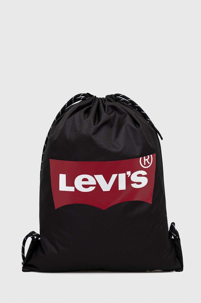 Levi's plecak dziecięcy kolor czarny z nadrukiem