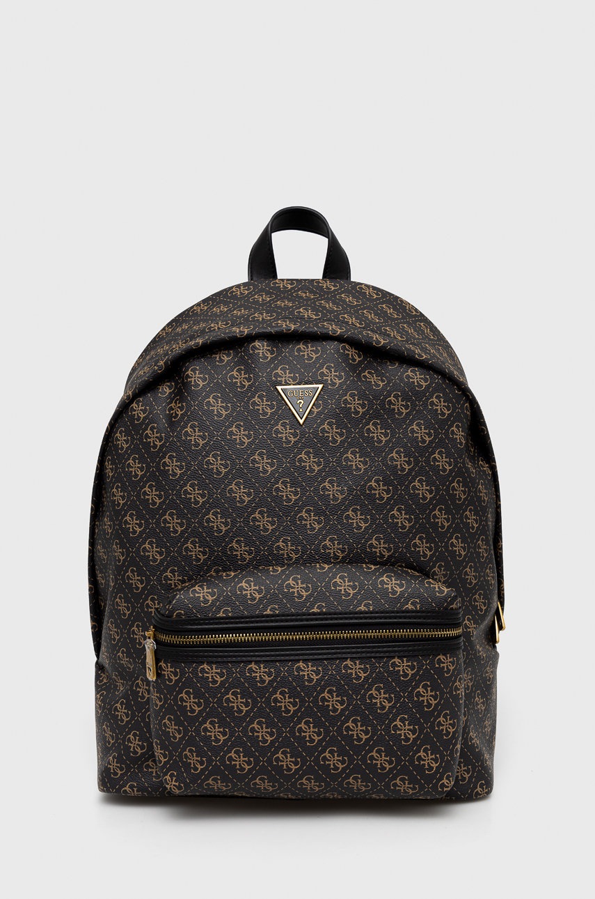 

Раница Guess в кафяво голям размер с десен, Кафяв