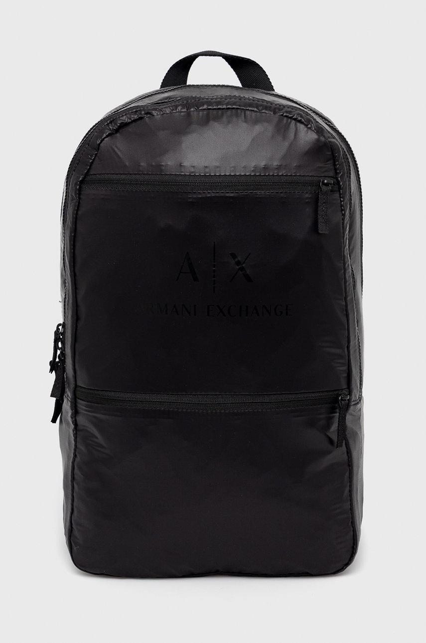 

Раница Armani Exchange в черно голям размер с принт, Черен