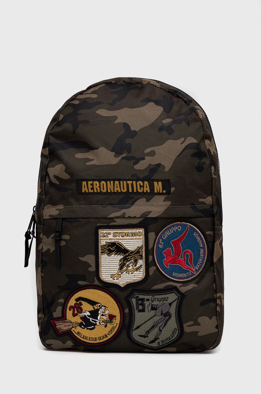Aeronautica militare rucsac barbati, culoarea verde, mare, cu imprimeu