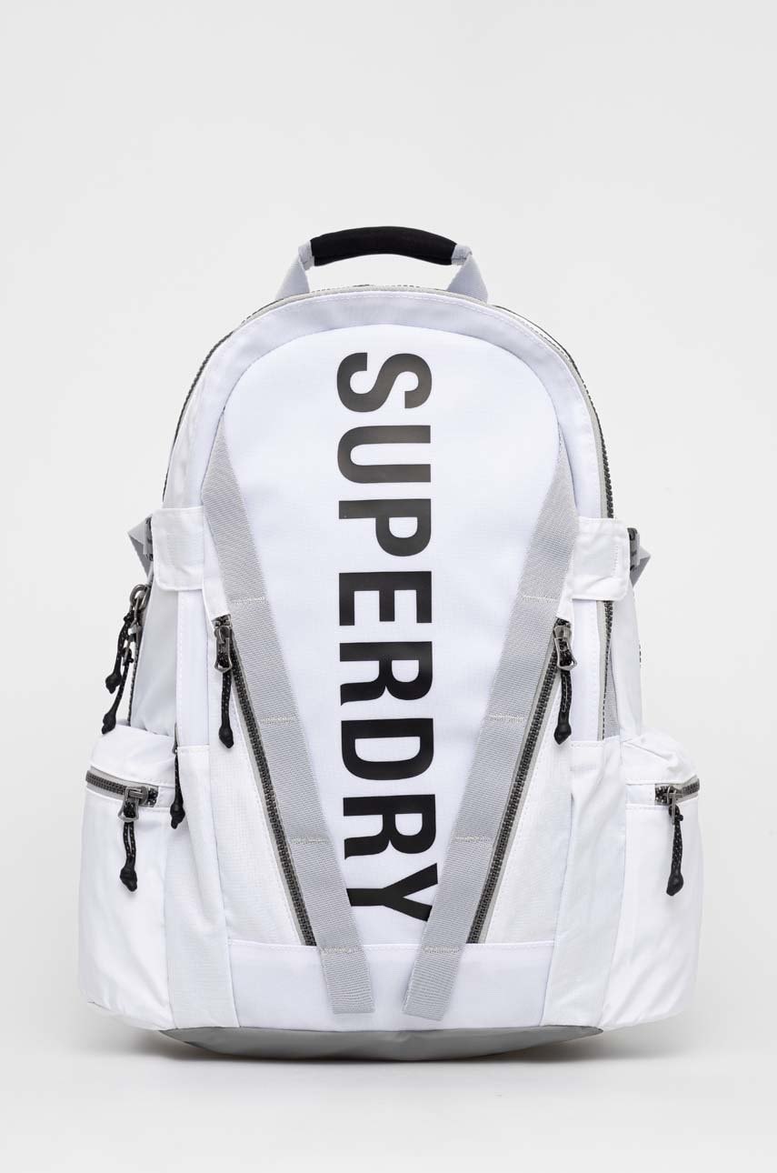 Superdry rucsac barbati, culoarea alb, mare, cu imprimeu