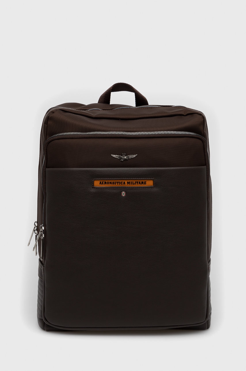 Aeronautica militare rucsac barbati, culoarea maro, mare, neted